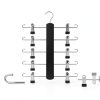 KAQUBE Skirt Hanger 2‑Pack Black Wood Space‑Saving Rotating Hook-3
