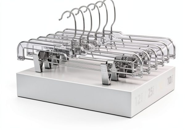 HOUSE DAY Clear Plastic Pants Hanger with Clips 50PC Heavy Duty-0