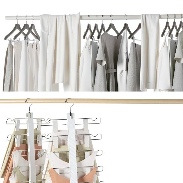 Mysig White Skirt Hanger with Anti‑Slip Clips Space Saving-3