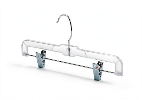 HOUSE DAY Clear Plastic Pants Hanger with Clips 50PC Heavy Duty-8