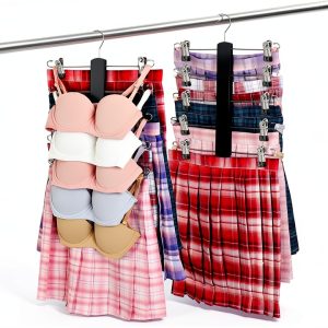 KAQUBE Skirt Hanger 2‑Pack Black Wood Space‑Saving Rotating Hook-0