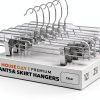 HOUSE DAY Clear Skirt Hangers 100PC Plastic with Anti‑Slip Clips-0