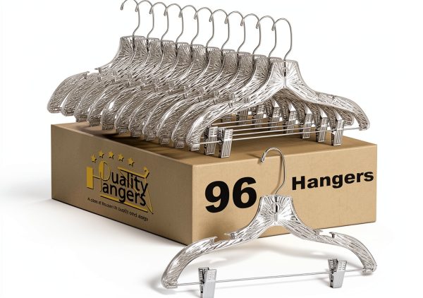 Quality Hangers Crystal Skirt & Suit Hangers Set 96 Clear Plastic-0