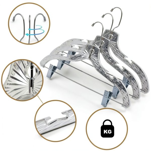 Quality Hangers Crystal Skirt & Suit Hangers Set 96 Clear Plastic-3