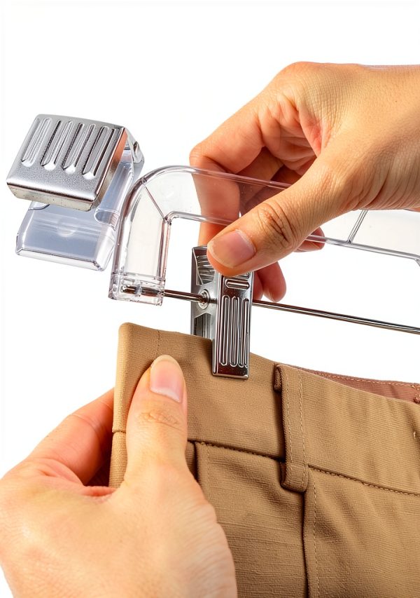 HOUSE DAY Clear Plastic Pants Hanger with Clips 50PC Heavy Duty-4