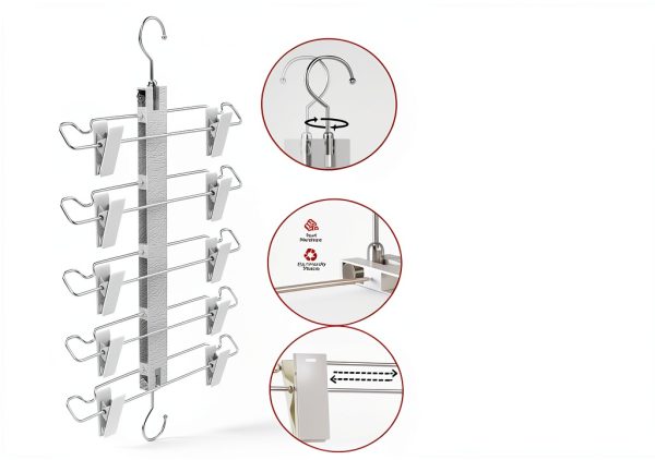 Mysig White Skirt Hanger with Anti‑Slip Clips Space Saving-1