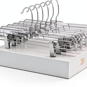 HOUSE DAY Clear 25PC Plastic Skirt & Pants Hangers with Clips-0