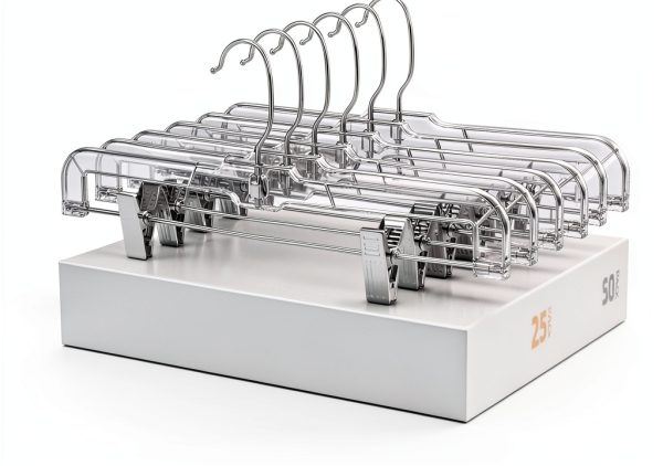 HOUSE DAY Clear 25PC Plastic Skirt & Pants Hangers with Clips-0