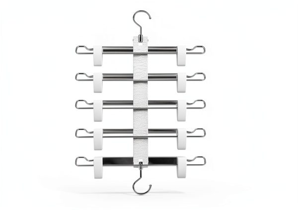 Mysig White Skirt Hanger with Anti‑Slip Clips Space Saving-2