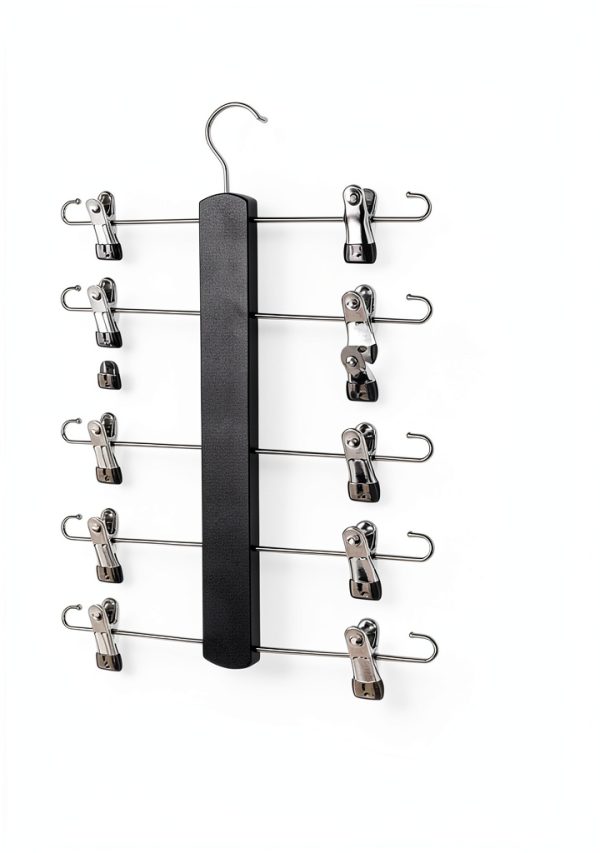KAQUBE Skirt Hanger 2‑Pack Black Wood Space‑Saving Rotating Hook-2