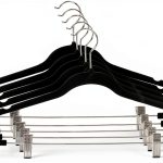 Home Basics Velvet Slim Skirt Hanger Black 17x8.5 Inch Metal Clip-0