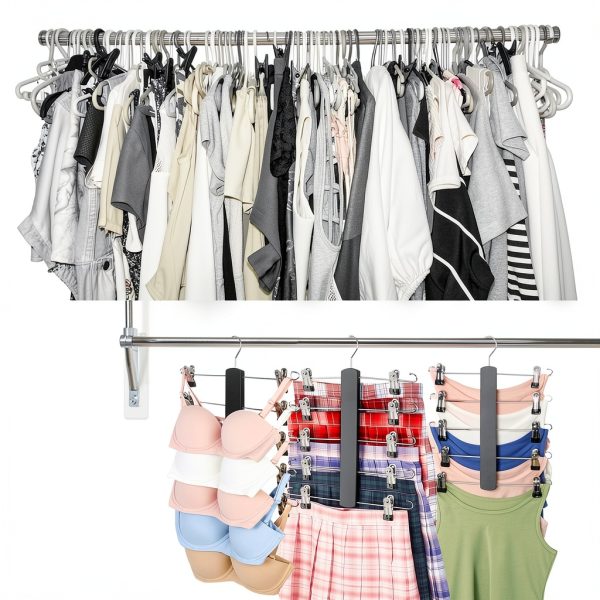 KAQUBE Skirt Hanger 2‑Pack Black Wood Space‑Saving Rotating Hook-5