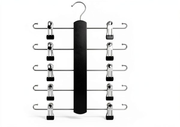 KAQUBE Skirt Hanger 2‑Pack Black Wood Space‑Saving Rotating Hook-6