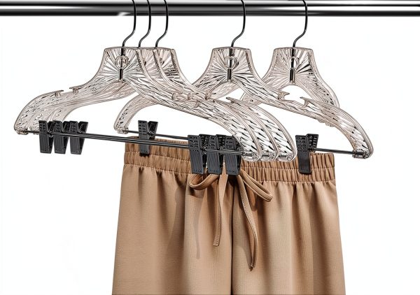 Quality Hangers Crystal Skirt & Suit Hangers Set 96 Clear Plastic-4