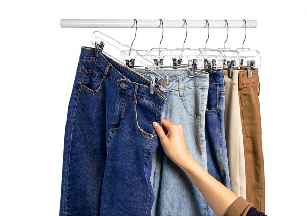 HOUSE DAY Clear 25PC Plastic Skirt & Pants Hangers with Clips-2