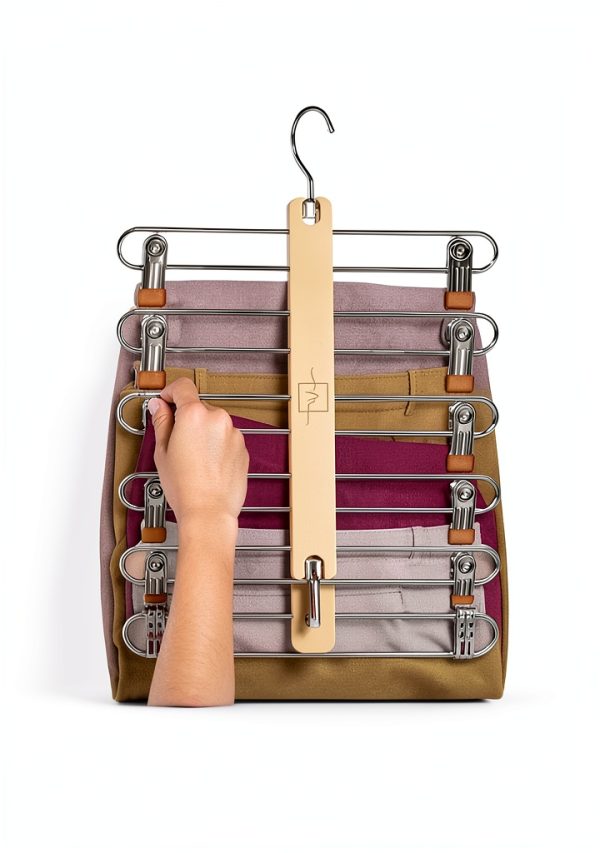 MORALVE Beech Wood Skirt Hanger 2‑Pack Natural Space‑Saving Organizer-6