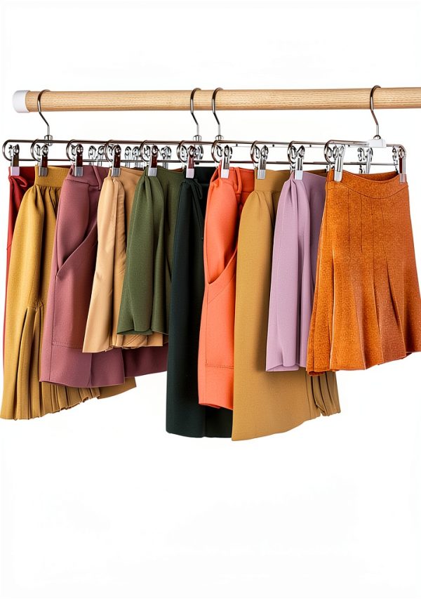 MORALVE Beech Wood Skirt Hanger 2‑Pack Space‑Saving Closet Organizer-3