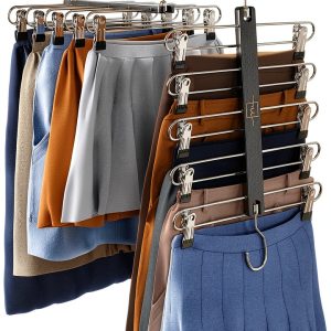 MORALVE Skirt Hanger Set 2 Pack Beech Wood Heavy Duty Space Saving-0