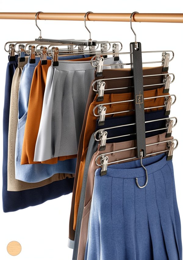 MORALVE Skirt Hanger Set 2 Pack Beech Wood Heavy Duty Space Saving-0