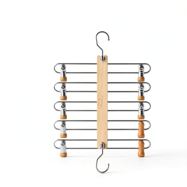MORALVE Beech Wood Skirt Hanger 2‑Pack Natural Space‑Saving Organizer-4