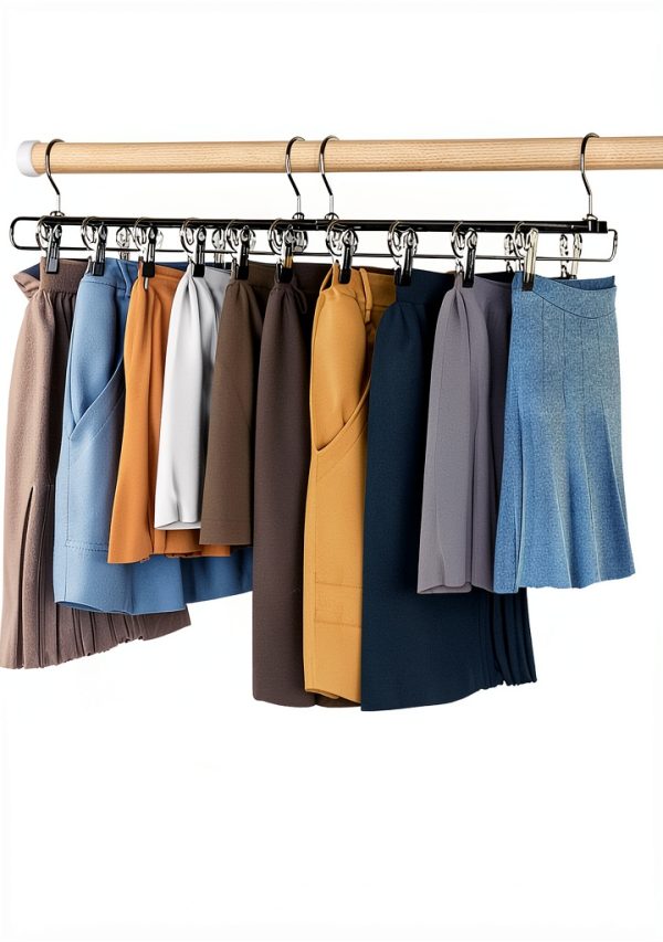 MORALVE Skirt Hanger Set 2 Pack Beech Wood Heavy Duty Space Saving-3
