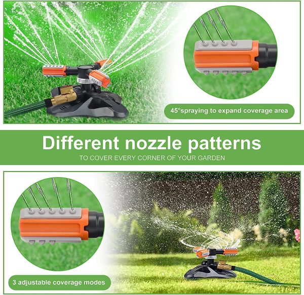 Garden Sprinkler WOVUU 360° Automatic Rotating with 36 Nozzles Orange-5